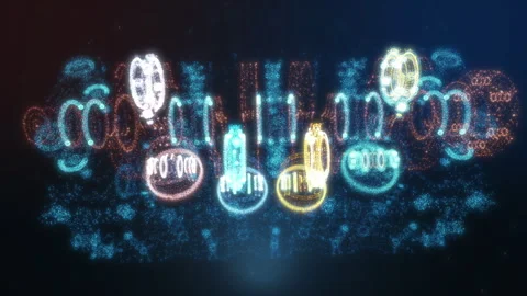 AI Machine is creating holographic engine elements in the dim background Stock Footage 251183627