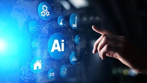 AI, Machine learning, Big data analysis and automation technology in business Stock Photos