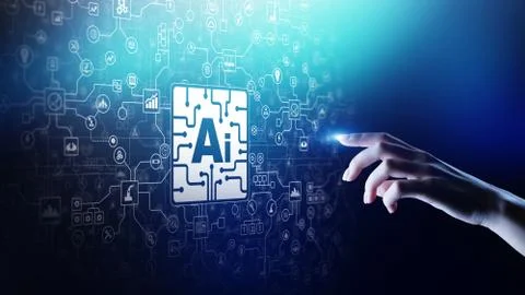 AI, Machine learning, Big data analysis and automation technology in business 스톡 사진