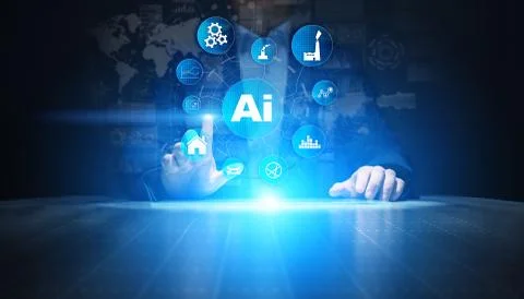 AI, Machine learning, Big data analysis and automation technology in business Stock Photos