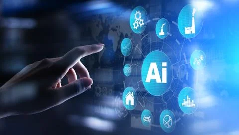 AI, Machine learning, Big data analysis and automation technology in business Stock Photos