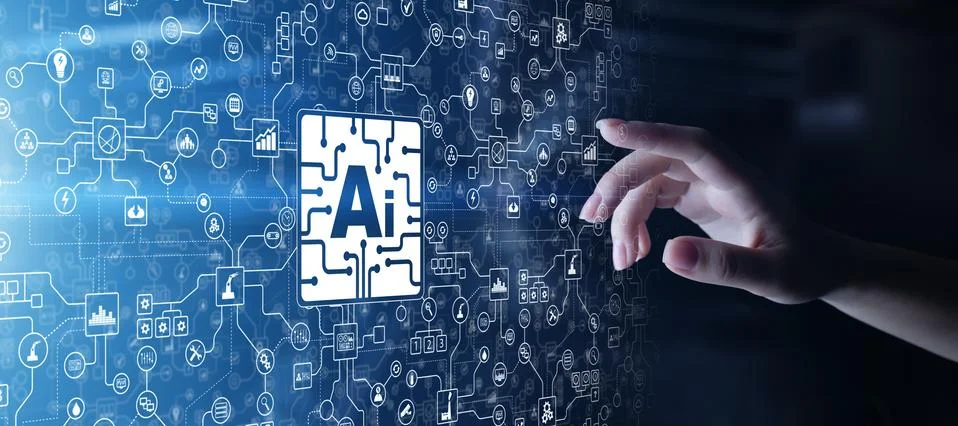 AI, Machine learning, Big data analysis and automation technology in business Stock Photos