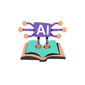 AI Machine Learning from Book Knowledge Flat Vector Icon Stock-Illustration