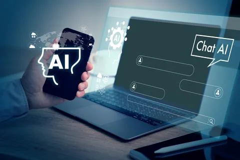 AI, machine learning businessman intelligence artificial technology man usi.. 写真素材
