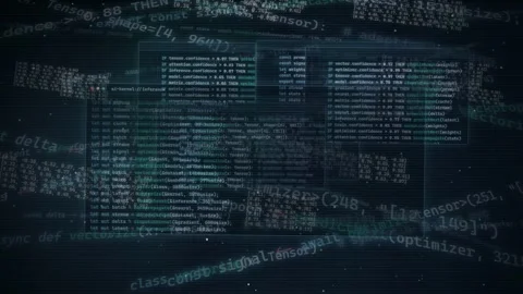 AI Machine Learning Code and Data Arrays Digital Background Stock Footage 335350558