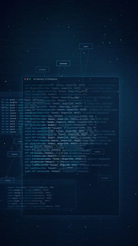 AI Machine Learning Code Animation Futuristic Digital Background Video stock 335342624