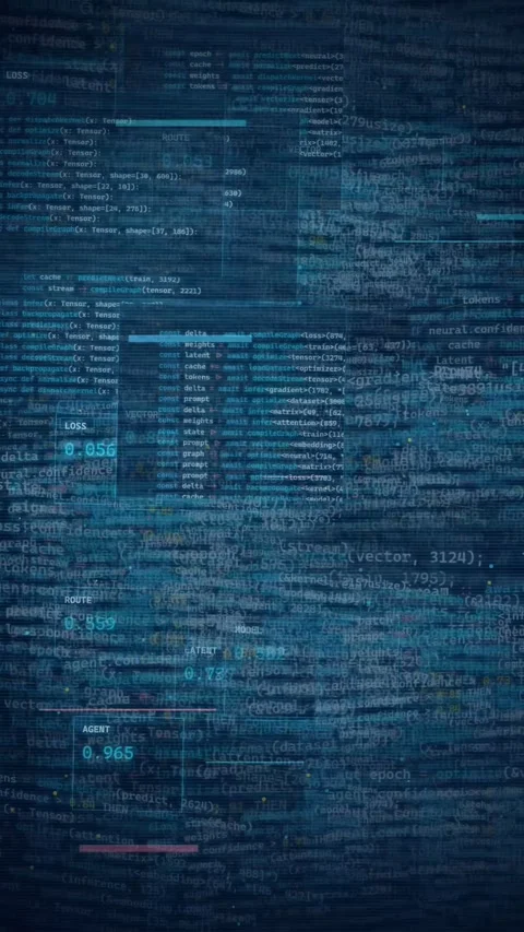 AI Machine Learning Code Background with Data Processing Stockbeeldmateriaal 335342110