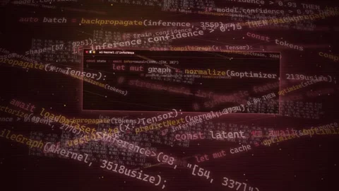 AI Machine Learning Code Background Futuristic Digital Data Interface Video stock 335368525
