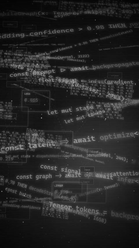 AI Machine Learning Code Background with Tensor Data Video stock 335372313