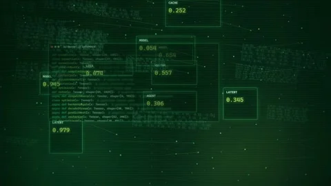 AI Machine Learning Code HUD Digital Background Stock-Footage 335352243