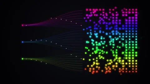 AI Machine Learning Data Processing Rainbow Dot Matrix Loop Stock Footage 346744994