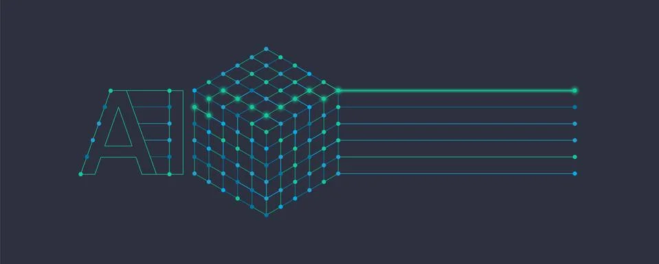 AI, machine learning, deep learning design element Stock Illustration