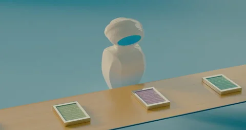 Ai Machine Learning Robot training by the conveyor belt. Data validation Stock Footage 152337759