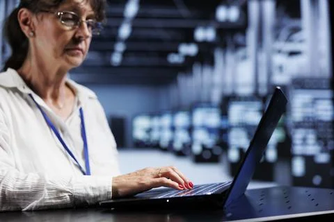 AI machine learning server rows Stock Photos