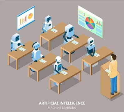 AI Machine learning vector isometric illustration Stock Illustration