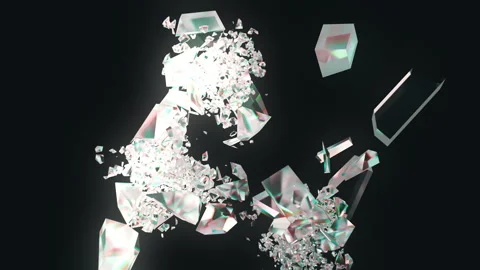 AI made of crystal shattering in 3D digital render against black background Видео 339034500