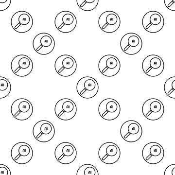 AI Magnifying Glass vector Artificial Intelligence round seamless pattern i.. 스톡 일러스트