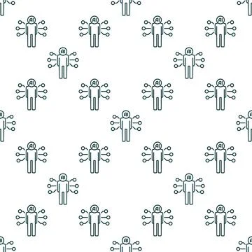 AI Man vector Artificial Intelligence Bio Technology seamless pattern in ou.. Illustrazione stock