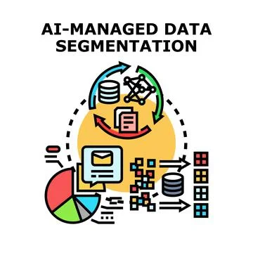 Ai managed data segmentation process optimization concept イラスト素材