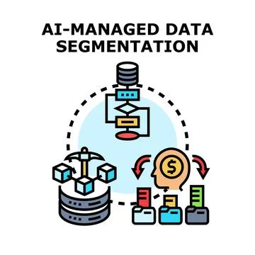 Ai managed data segmentation system processing information Illustrazione stock