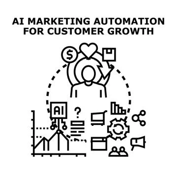 Ai marketing automation developing customer growth strategy Stock Illustration