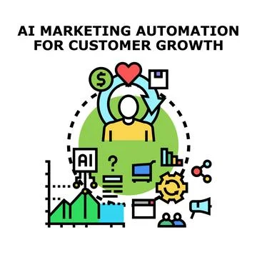 Ai marketing automation developing customer growth strategy Stock Illustration