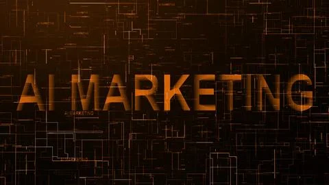 AI marketing text technology data line orange color Stock Illustration