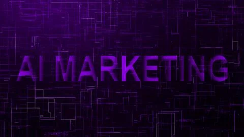 AI marketing text technology data line purple Stock Illustration