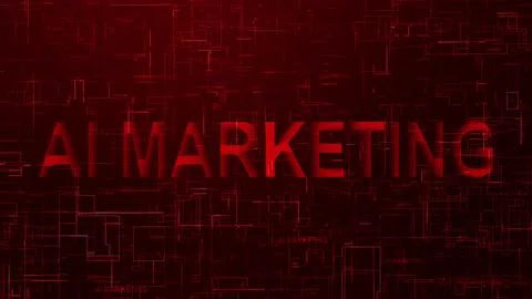 AI marketing text technology data line red Stock Illustration