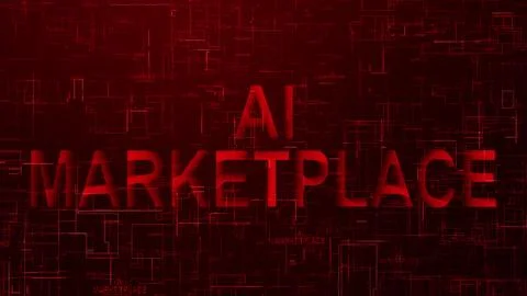AI marketplace text technology data line red color Stock Illustration