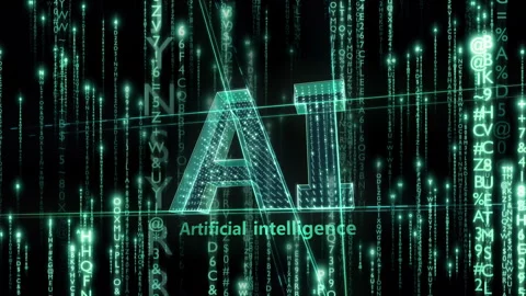AI Matrix text rain up alphabet a loop Vídeos de archivo 310721500