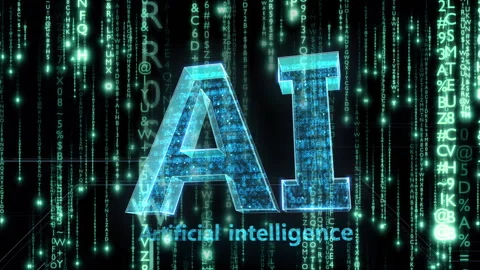 AI Matrix text rain alphabet a loop Stock Footage 310739623