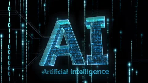 AI Matrix text rain up binary b loop Video stock 310731352