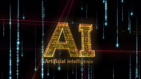 AI Matrix text rain binary b loop Stock Footage 310746364