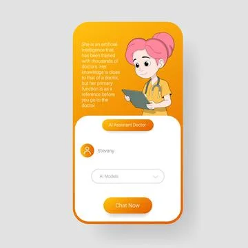 AI Medical Assistant Mobile Application User Interface Template Stock Illustration