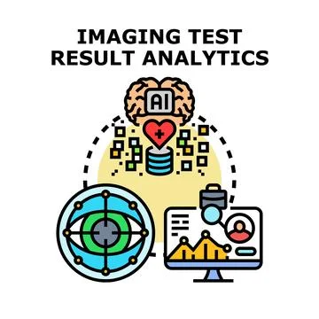 Ai medical imaging testing and healthcare data analytics Stock Illustration