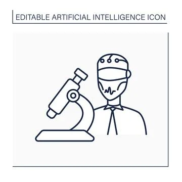 AI in medicine line icon 스톡 일러스트