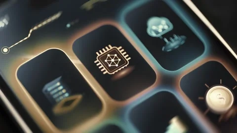 AI Microchip and Server Management Application Grid Stock Footage 341866273