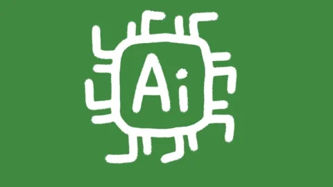 AI microchip artificial intelligence circuit hand-drawn cartoon graphic Stock-Footage 342827647