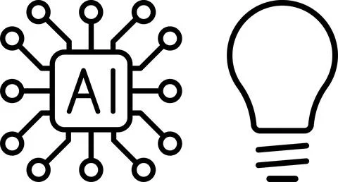 AI microchip with circuits and glowing light bulb. AI, innovation, technology Stock Illustration