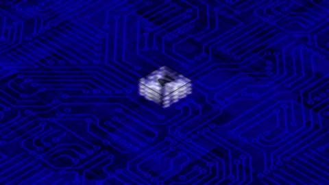 AI Microchip: Futuristic Blue Circuit Board Stock Footage 343551799
