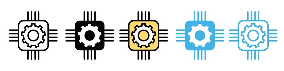 AI Microchip Icon for Intelligent Computing and Technology Systems Stock Illustration