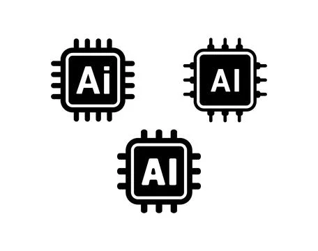 AI Microchip Icons for Tech and Educational Use Illustrazione stock