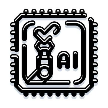 Ai microchip integrating robotic arm for intelligent automation Stock Illustration