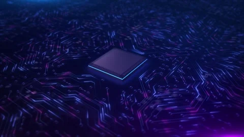 AI Microchip intricate circuit patterns, futuristic and high-tech digital Stock Footage 311971437