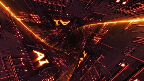 AI Microchip Technology Tunnel Animation Background, Loop Stock-Footage 276412978