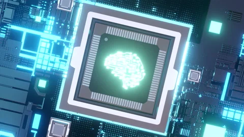 AI Microchips activated. Artificial Intelligence, cinematic 3D. Processor. Stock Footage 239469933