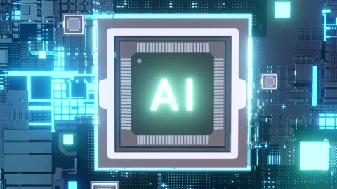 AI Microchips activated. Artificial Intelligence, cinematic 3D. Processor. Stock Footage 239470019