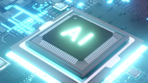 AI Microchips activated. Artificial Intelligence, cinematic 3D. Processor. Stock Footage 239472224