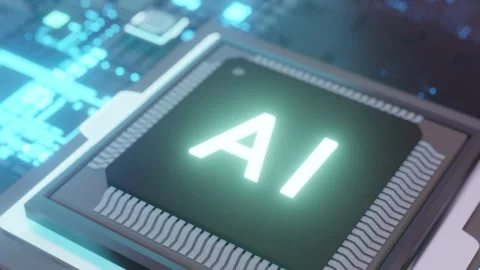 AI Microchips activated. Artificial Intelligence, cinematic 3D. Processor. Stock Footage 239537130